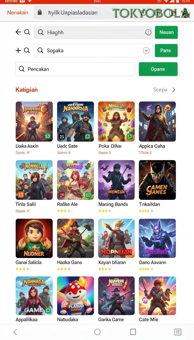 Cuplikan layar 888R — menu navigasi